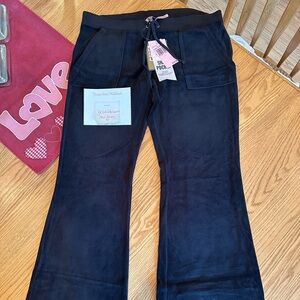 Juicy Couture Velour Track Suit Set black NWT size pants large and jacket XL